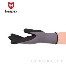 Hespax Nylon Nitrile Seny acabado arenoso guantes duraderos